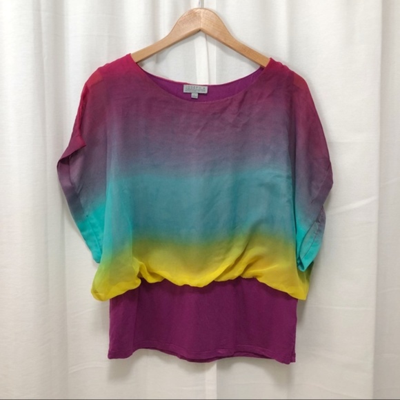 Joseph Abboud Tops - Joseph A. rainbow ombré blouson silky soft top L